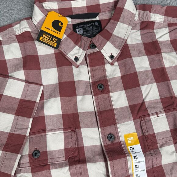 Carhartt Other - Carhartt Shirt Mens 2XL‎ Tall Red Plaid Loose Fit Midweight Short Sleeve 106140